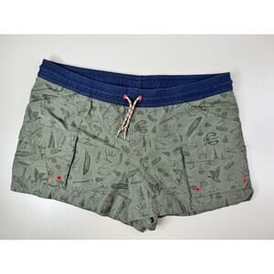 Columbia Womens Hiking Shorts XL Green Organic Cotton Camping Print Outdoor GORP